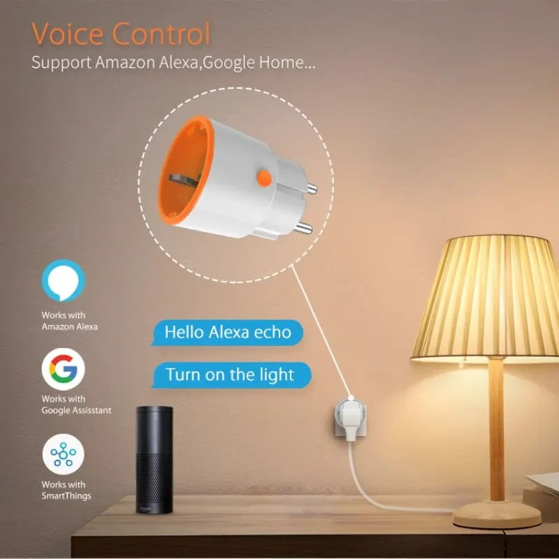 Tuya Smart Zigbee 3.0 Power Plug 16A EU Outlet Work With Alexa And Tuya Hub Wireless Voice Remote Control Alexa Google Home