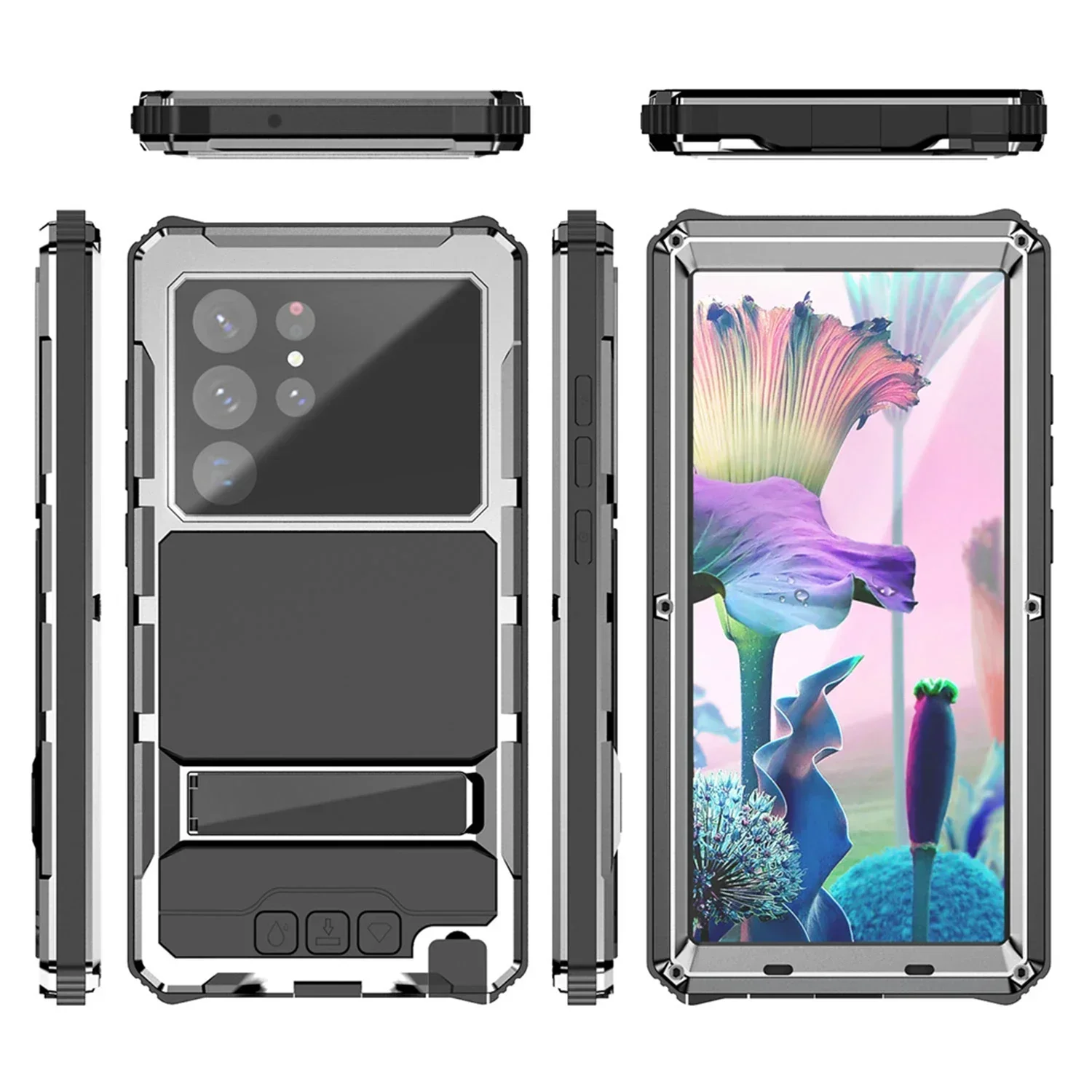 

Для Samsung S25 Edge S24 S23 S22 Ultra Heavy Duty Armor Чехол для телефона Защитное стекло из закаленного стекла Металлический винт Бампер Противоударный чехол