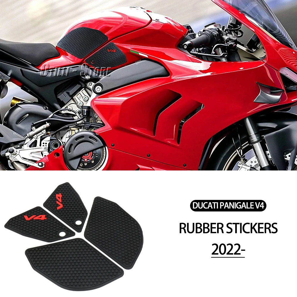 

2022 2023 Motorcycle Non-slip Side Fuel Tank Stickers Pad Rubber Sticker For Ducati Panigale V4 S R SP2 PANIGALE V4S V4R V4SP2