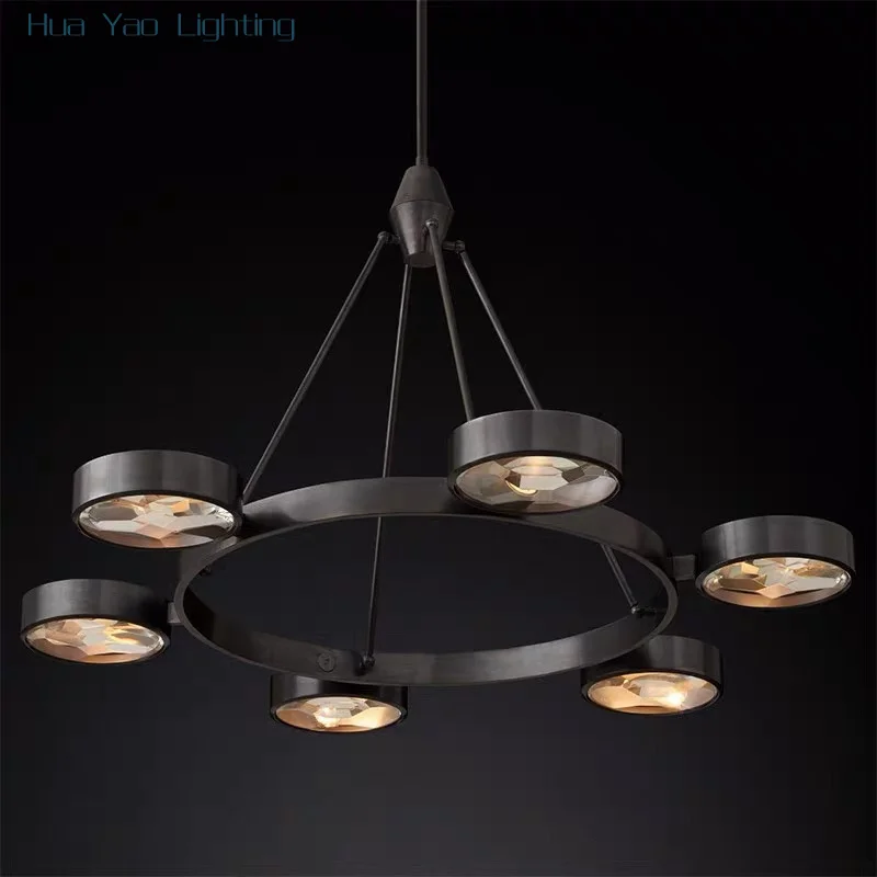 Post-modern luxury restaurant chandelier creative living room copper lamp simple design hotel villa crystal lighting