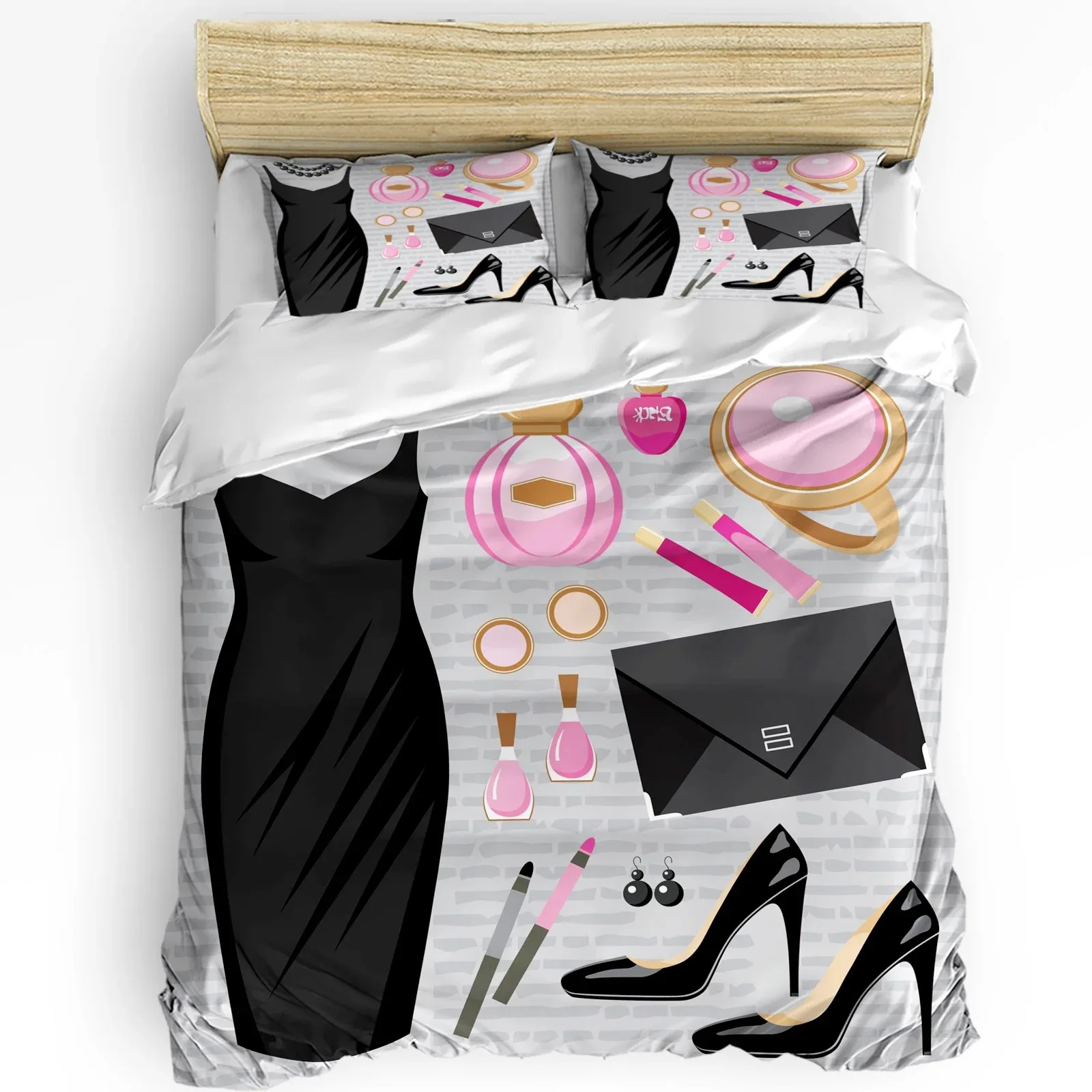 

High Heels Gems White Yellow Sexy Shoes Bedding Set For Bedroom Double Bed Home Textile Duvet Cover Quilt Cover Pillowcase