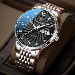 POEDAGAR Brand Luxury Mens Quartz Watches High Quality Stainless Steel Waterproof Week Date Business Men Watch Relogio Masculino