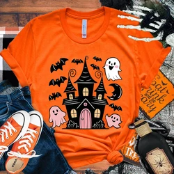 Halloween Bat Boo T Shirt Women Casual Personality Round Neck Short Sleeve Fashion T Shirt 10 Colors Plus Size Xxs-4Xl