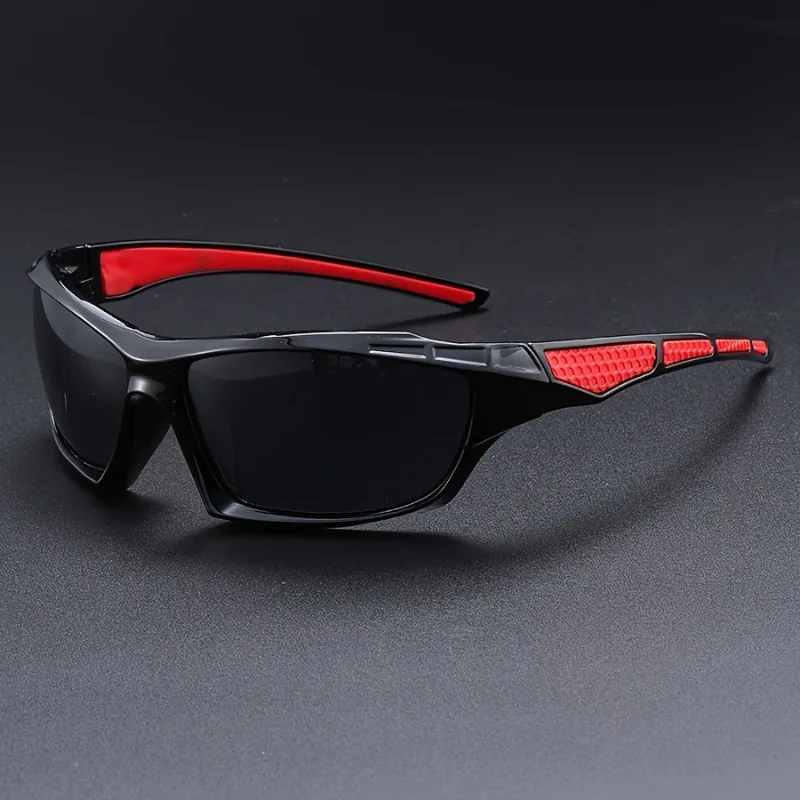 1pcs Outdoor sports sunglasses with PC frame, wraparound design for cycling, trendy and ideal as a gift.