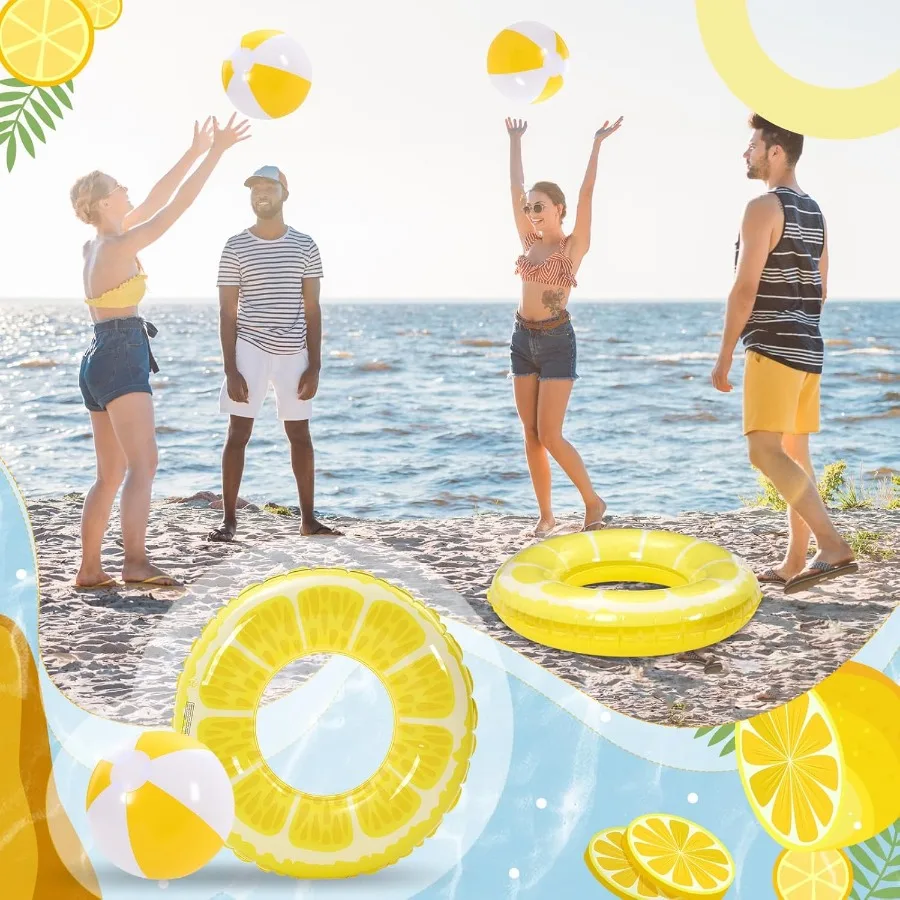 8 pièces flotteurs de piscine de fruits anneaux de natation au citron ballons de plage au citron flotteurs de piscine gonflables Tubes gonflables flotteurs hawaïen Beac