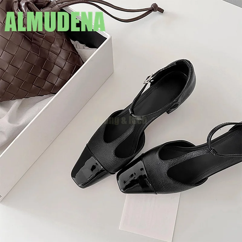 

Commuting High-Heeled Sandals Fashionable Women's T-Shaped Buckle Square Head Design Hollow New Summer Toe Cap Casual Sandals