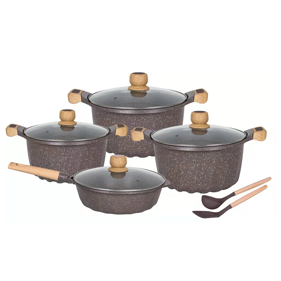 Hot Sale Kitchenware Cooking Pots And Pans Set Cookware Sets Marble Nonstick Aluminum Alloy