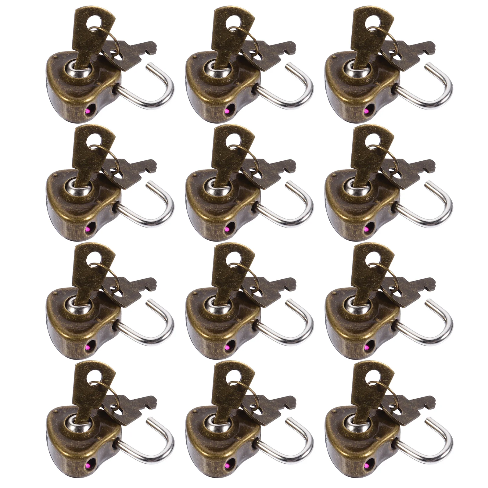 

12Pcs Heart Shape Padlock Rustproof Mini Security Lock for Suitcase Diary Cabinet Travel Luggage Safe Use Mini Padlock