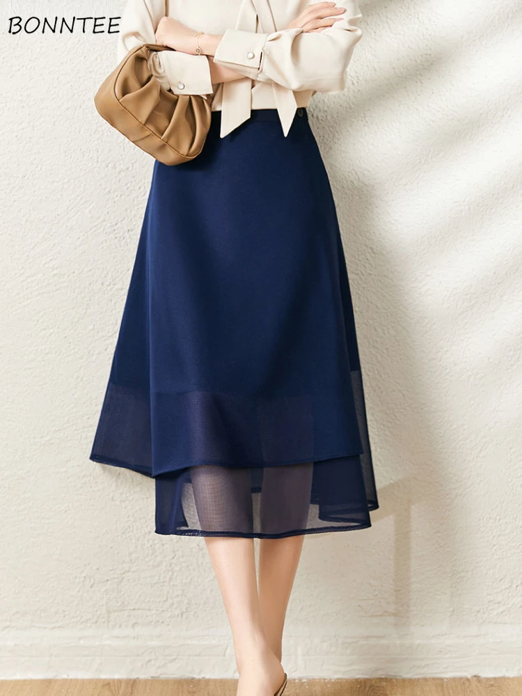 

M-4XL Юбки женские асимметричный дизайн темперамент мода ретро повседневные минималистичные чистые осенние элегантные новые женские корейские стильные