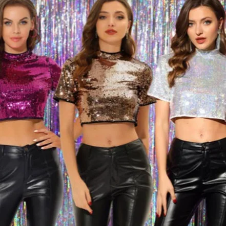 قمة الموضة النسائية الجديدة لربيع 2025 مع ملابس ترتر، نمط قصير يعرض السرة #1