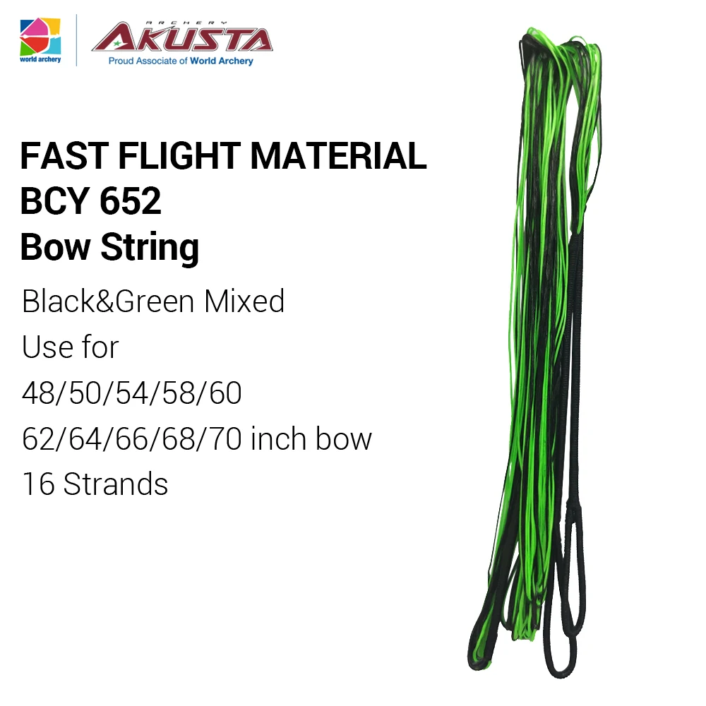 

Akusta Recurve Bow Fast Flight Material Bow String BCY 652 16/18 Strands Black Green Mixed For 48-70 Inch Bow