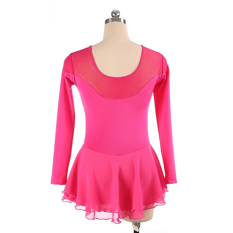 Custom figure skating dress girl elegant kids show dress purple long sleeve skirt skating dress