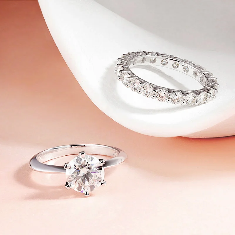 Smyoue 3.1-4.1CTTW D สี Moissanite ข้อเสนอแหวนประกายหรูหรา 100% 925 เงินสเตอร์ลิงเครื่องประดับขายส่ง