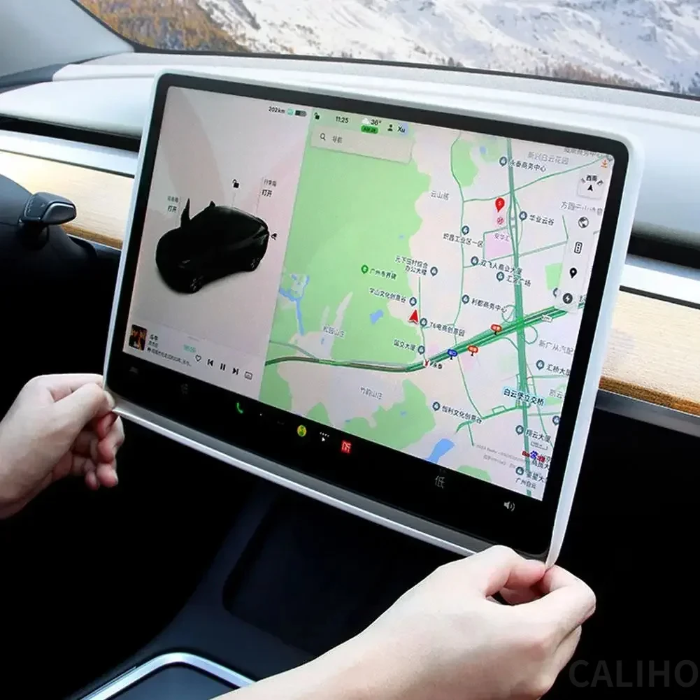 Marco de pantalla de silicona para Tesla Model 3 + Highland 2024, Protector de borde de pantalla, cubierta protectora de Control Central, accesorios