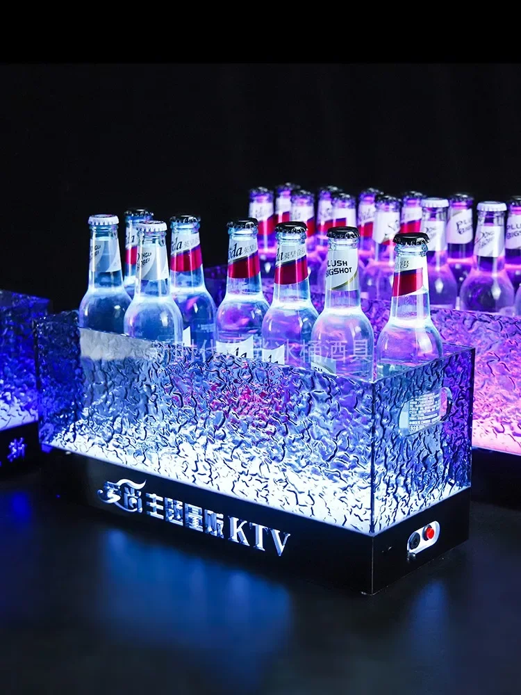 Acrylic bar ice pattern beer luminous ice bucket KTV creative champagne bucket high value thickened wine holder, wine set