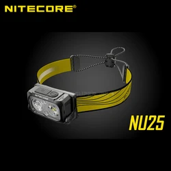 Niecore nu25-充電式デュアルビーム400ルーメン,3つのライトソース,バッテリー内蔵の充電式ヘッドランプUSB-C