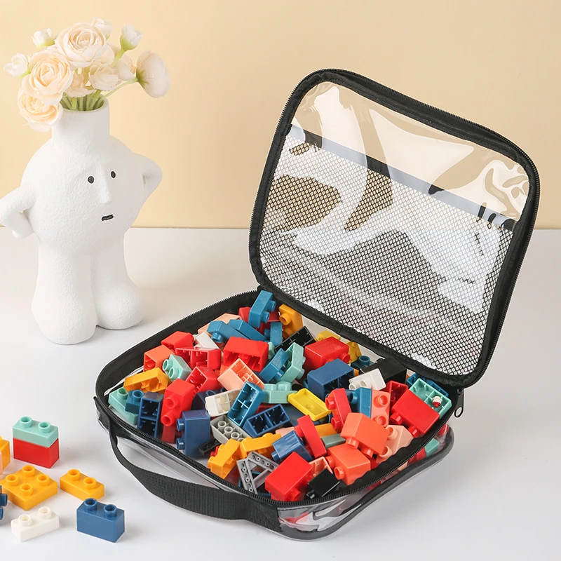 Weedi Large Capacity Block toys storage bag Transparent Zipper Puzzle toy Organizer Bags for kids Cosmetic Storage Organizer Bag