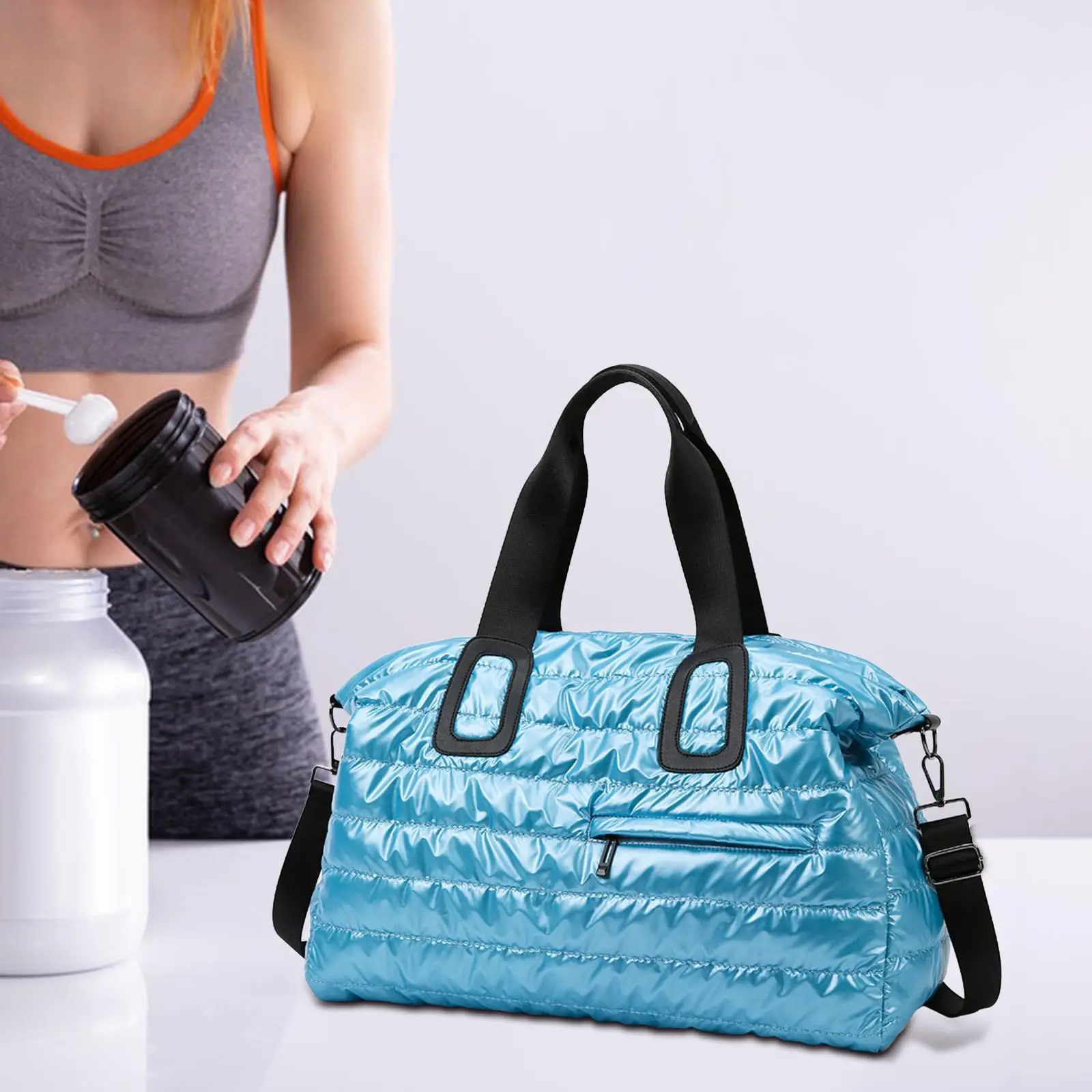 Sports Gym Bag Lightweight Pouch Travel Duffle Bag for Weekend Sports Travel Blue