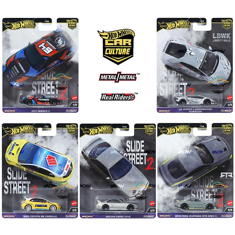 

2024 FPY864 HOT WHEELS 1:64 SLIDE STREET 2023 nissan z 240sx s14 Lamborghini huracan gr corolla ford mustang rtr car model