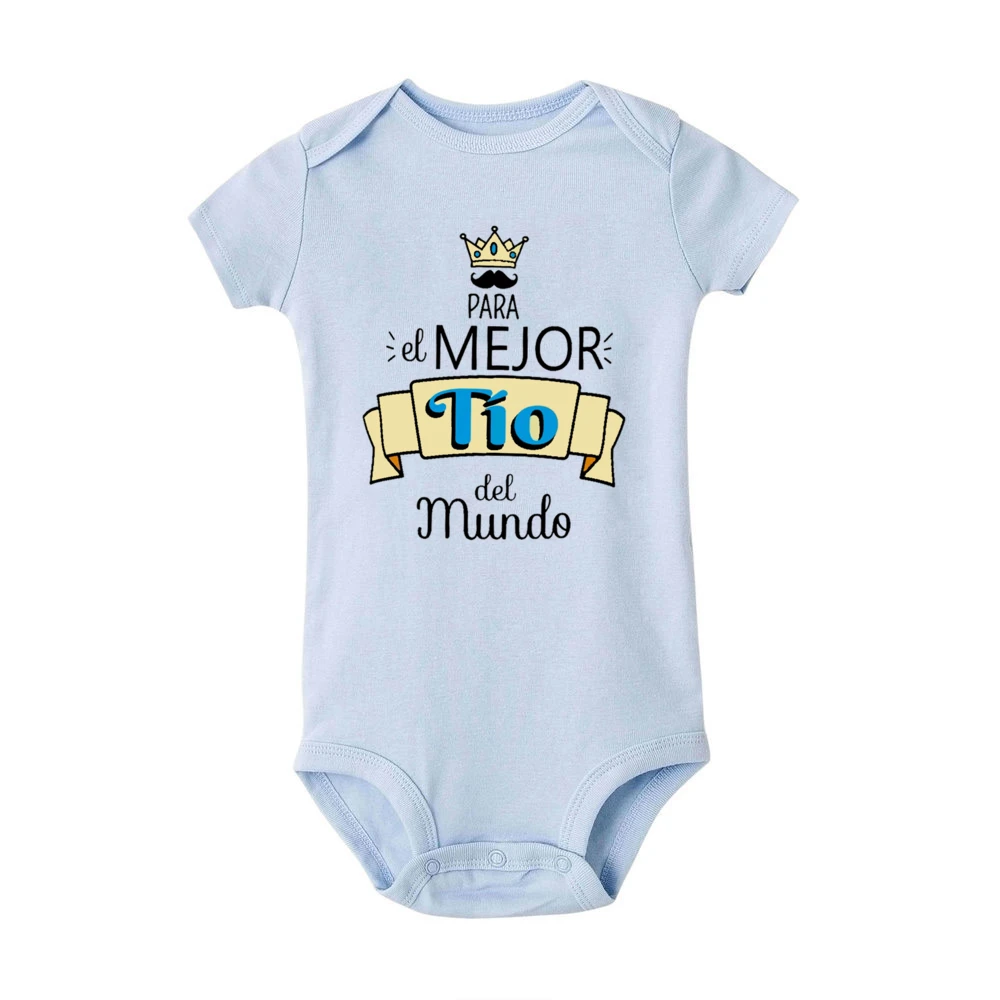 Best Uncle in The World Spanish Printed Baby Bodysuit Newborn Short Sleeve Jumpsuit Funny Infant Romper Cute Toddler Clothes