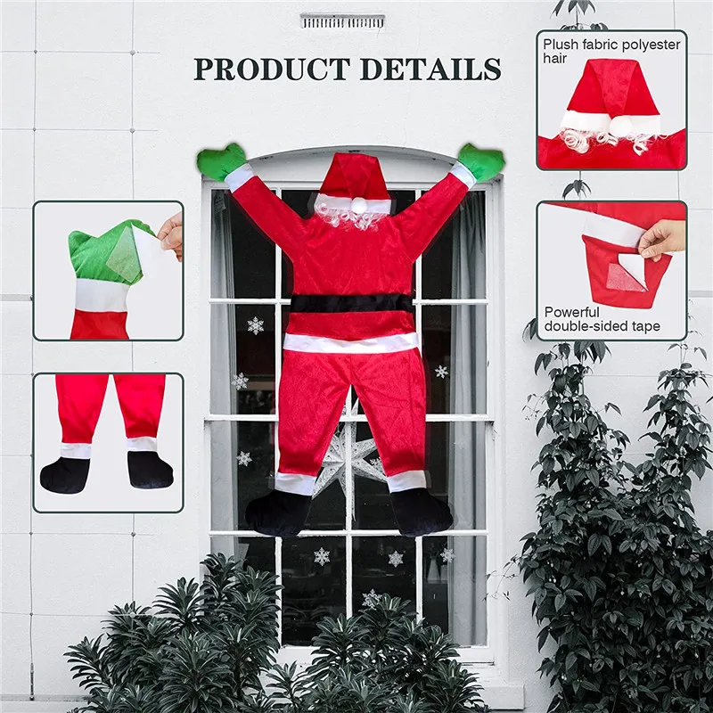Christmas Santa Climbing Wall Decoration Xmas Indoor Outdoor Home Garden Family Prop Lawn Decoration Soft And Skin Friendly