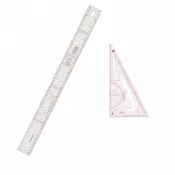 2pcs 60cm Plastic Double Side Metric Straight Ruler Transparent Yardstick Patchwork Cloth Cutting Rulers for Sewing Tailor