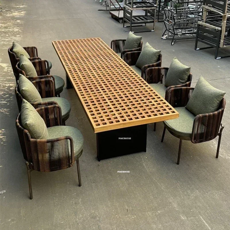 

Villa Wooden Garden Furniture Sets Outdoor Patio Table and Chair Dining Table and Chairs Open-air Garden Balcony Outdoor Chairs