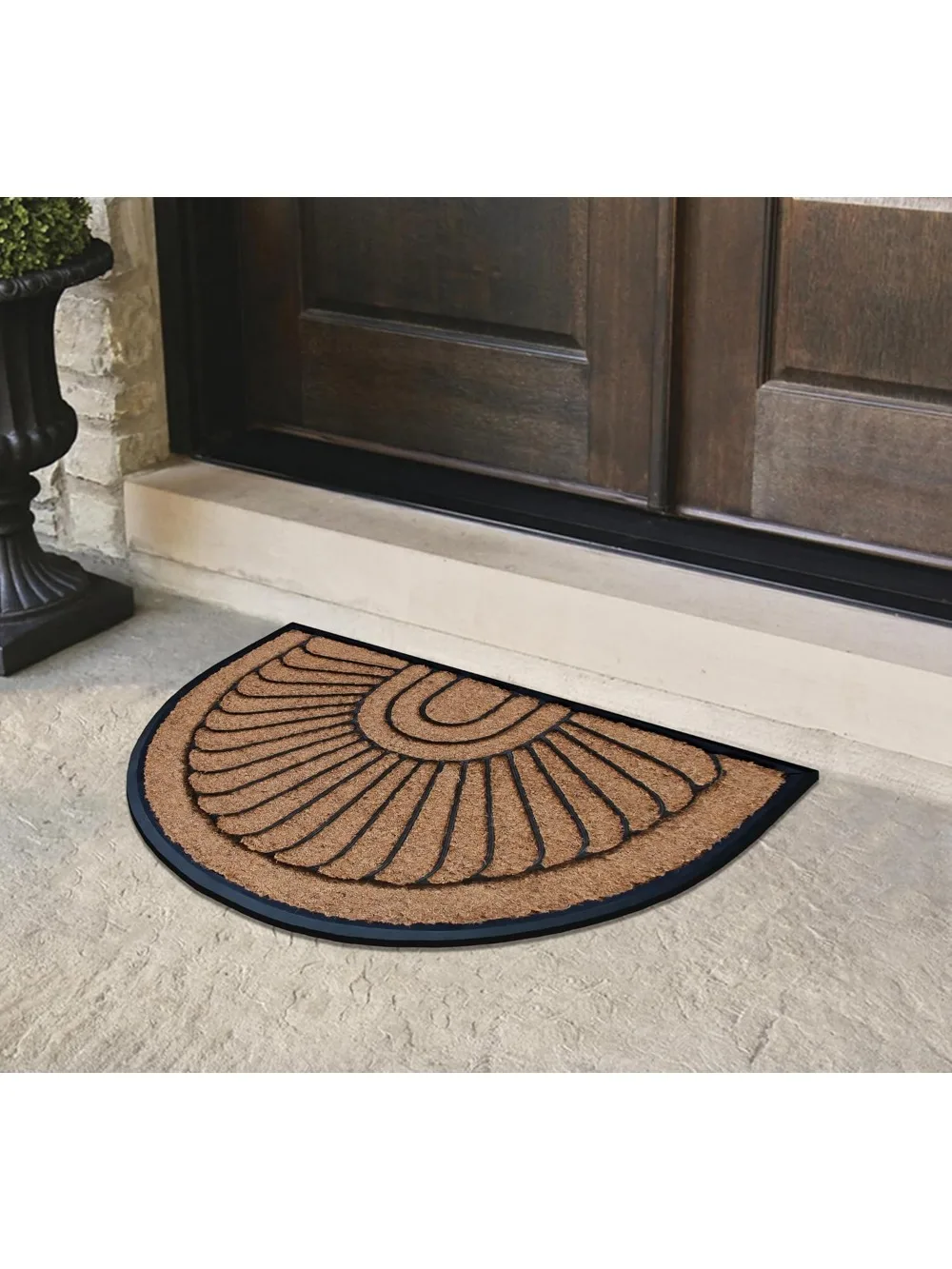 سجادة باب مطاطية من جوز الهند الطبيعي مقاس 24 × 36 شديدة التحمل منخفضة الكومة وسهلة التنظيف ومتينة للمدخل للاستخدام الداخلي في الهواء الطلق