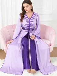 Vestido Largo Abaya para mujer musulmana, conjunto de 2 piezas para fiesta Eid marroquí, caftán de oración, Dubái, Turquía, Ramadán, Jalabiya