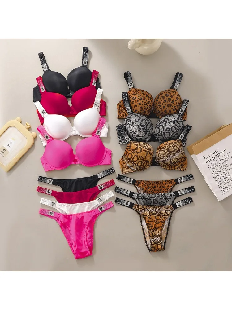 Victoria's Secret Nowości Damskie Seksowne Biustonosze Push Up i Zestawy Majtek Koronkowa Bielizna Lingerie Piżamy Plus Size — 2