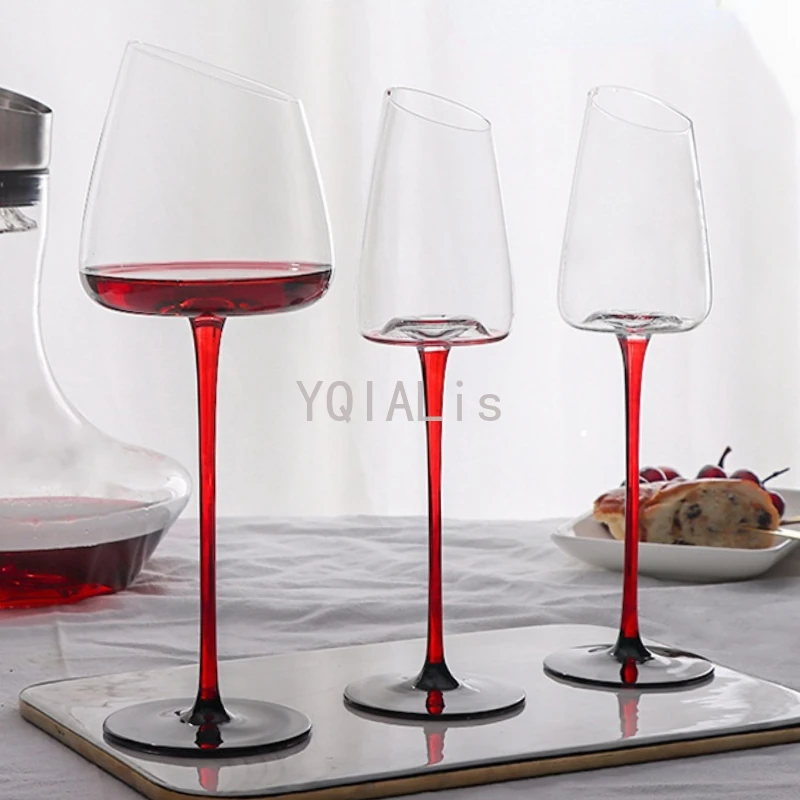 

2pcs Light Luxury 150-300ml Crystal Glass Handmade Goblet Bevel Concave Bottom Red (Sweet) Wine Champagne Cup Artwork Drinkware