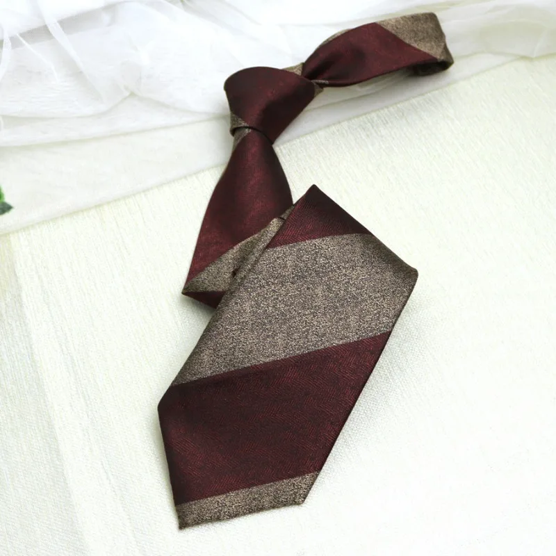 Krawat w ukośne paski w kolorze kawy, casualowy, na co dzień, dodatek do kołnierzyka, prosty, casualowy, w stylu college, krawat z charakterem, modny, uniwersalny.