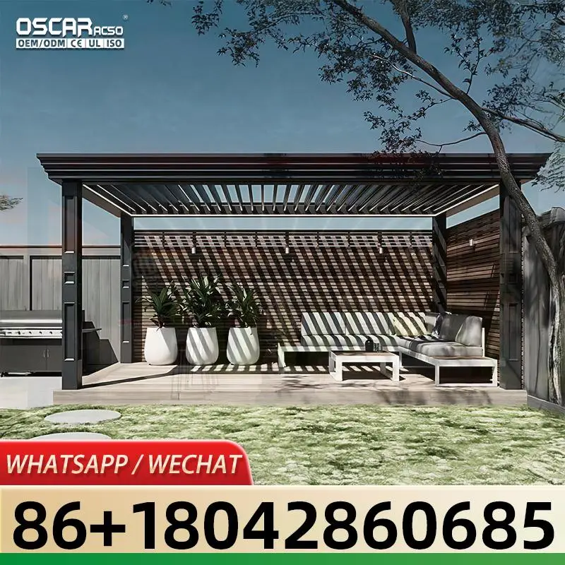 أكشاك حديثة من الألومنيوم مع سقف مصراع خفيف مخصص يمكنك صنعه بنفسك تتميز أنيق ومتعدد الاستخدامات مماثلة للمظلة للفناء الخلفي