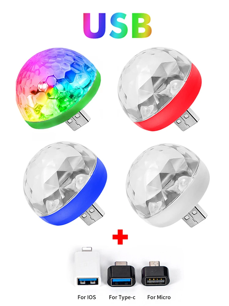 Mini Portable LED Light Portable Cell Phone Stage Lights RGB Projection Lamp Party DJ Disco Lamps Car Atmosphere Ball Light