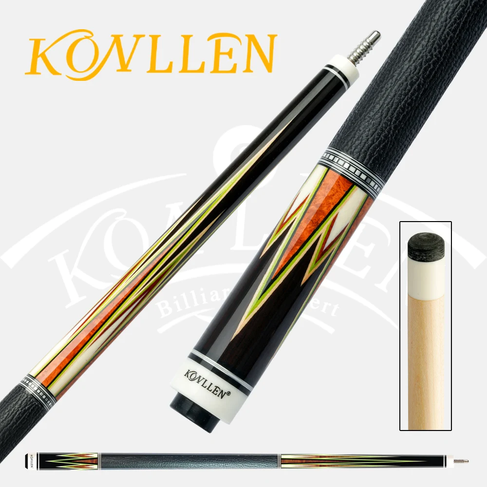 

KONLLEN Billiards Cue Low Deflection Pool Cue Stick Real Wood Inlay Containing Carbon Tube Technology Shaft Leather Handle Cue