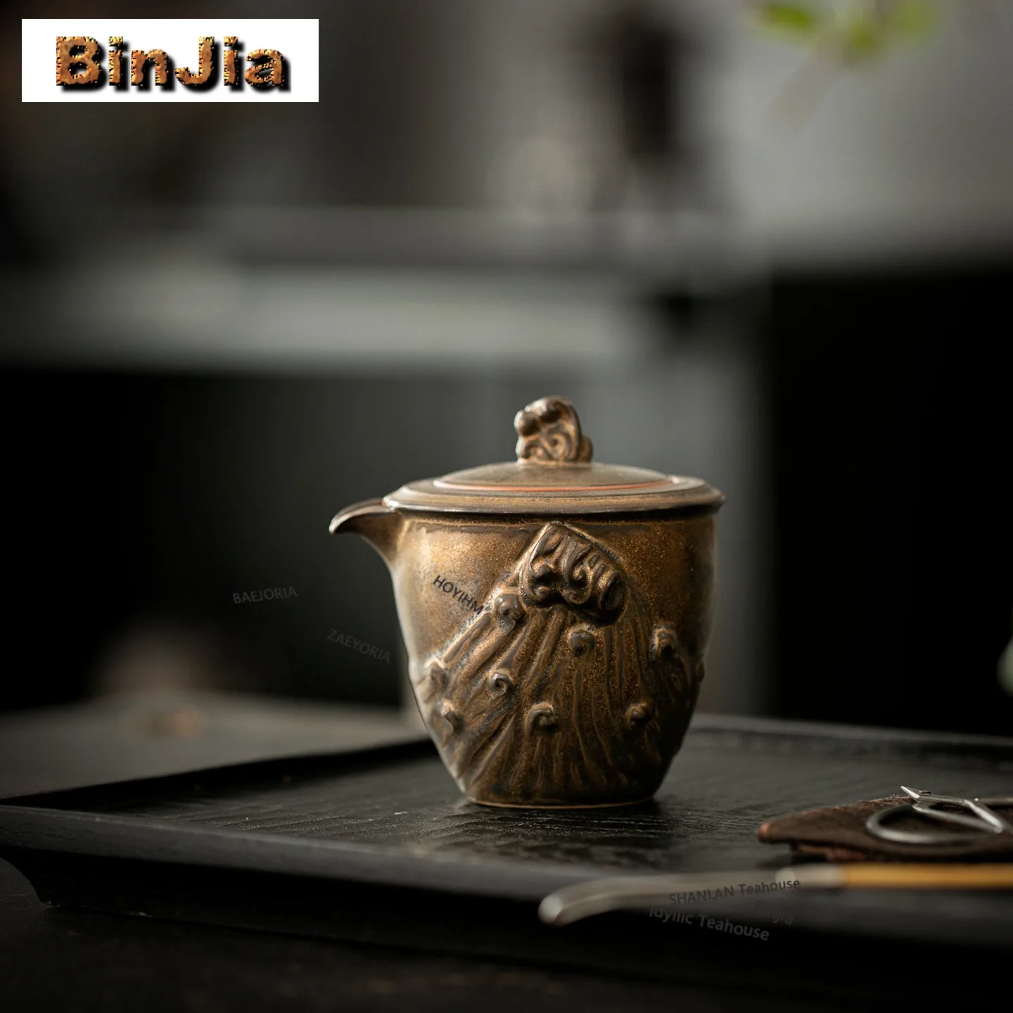 150ml Relief Gilded Glaze Sea Wave Teapot Handmade Tea Infuser Pot Household Tea Maker Kettle With Filter Drinkware Collection