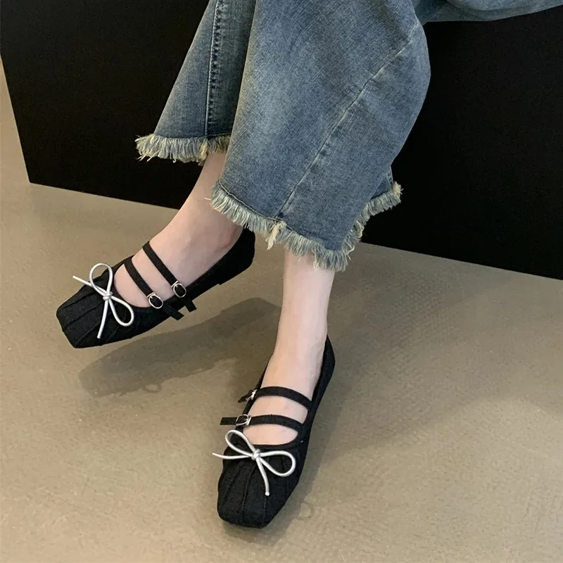 Exquisite Bowtie Women Sandals Fashion One Strap Summer Shoes Luxury Designer Flats 2024 New Chaussures Simple Round Toe Sapato