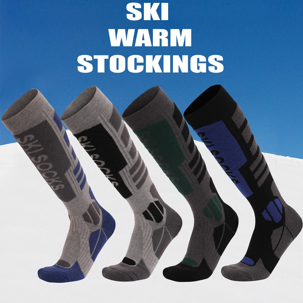 1 Pair Professional Merino Wool Ski Socks Outdoor Sports Thickened Terry Keep Warm Knee High Long Skiing Snowboard Hiking Socks