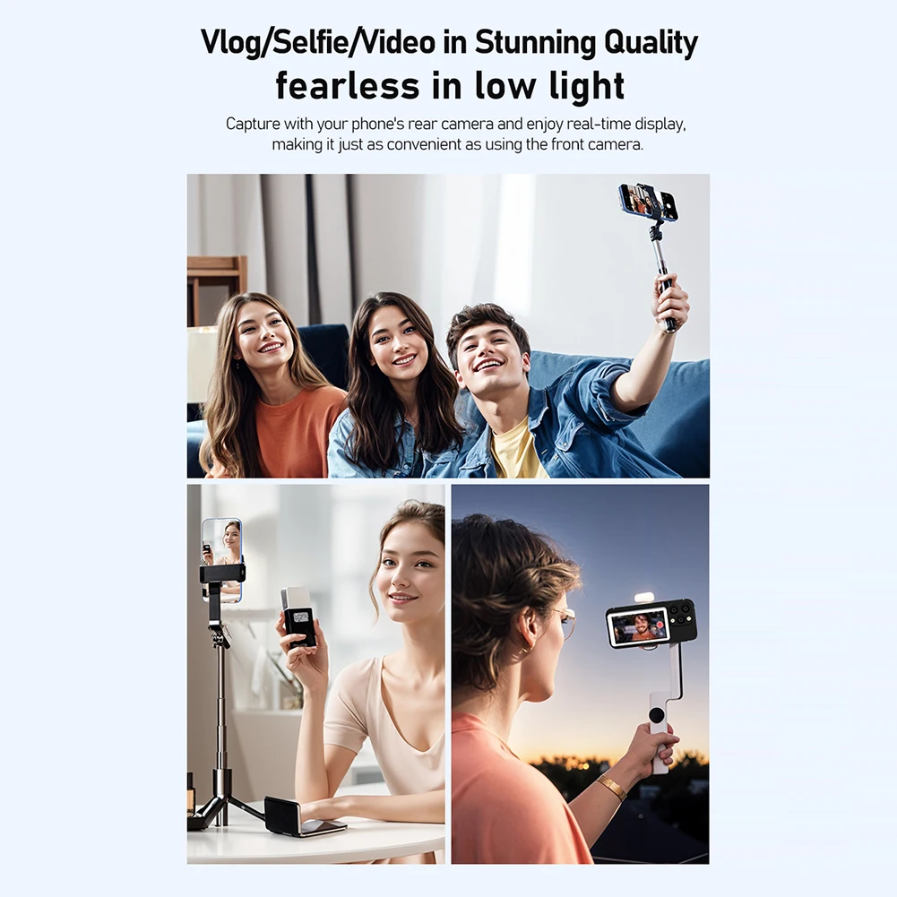 

Magnetic Wireless Selfie Monitor Screen Phone Vlog Selfie Screen Rear Camera Monitor Screen for Android iPhone Cellphone