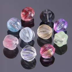 10pcs Round Pumpkin Shape 10mm Lampwork Crystal Glass Loose Spacer Beads lot for Jewelry Making DIY Crafts Findings