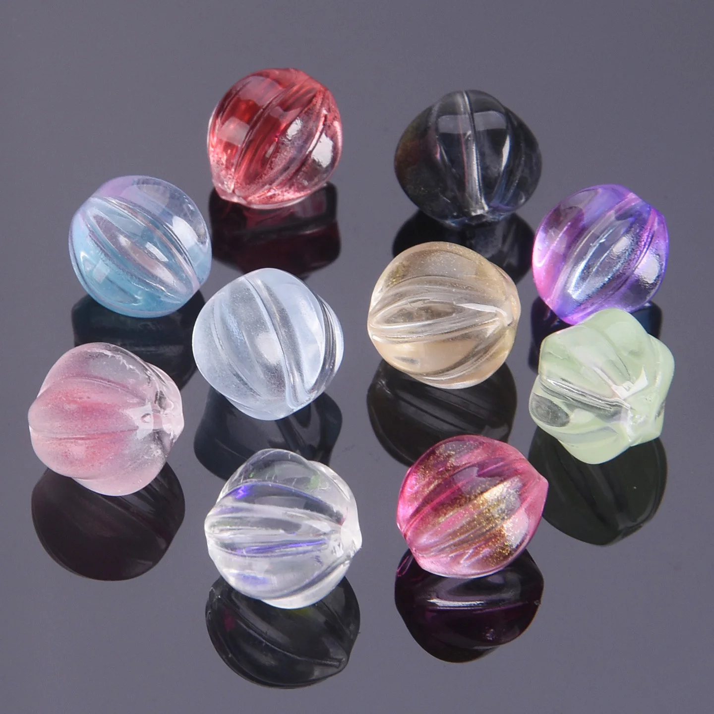 10 szt. Okrągłe koraliki dystansowe z kryształowego szkła lampwork w kształcie dyni, 10 mm, do wyrobu biżuterii, rękodzieła DIY, elementy do wyrobu ozdób.
