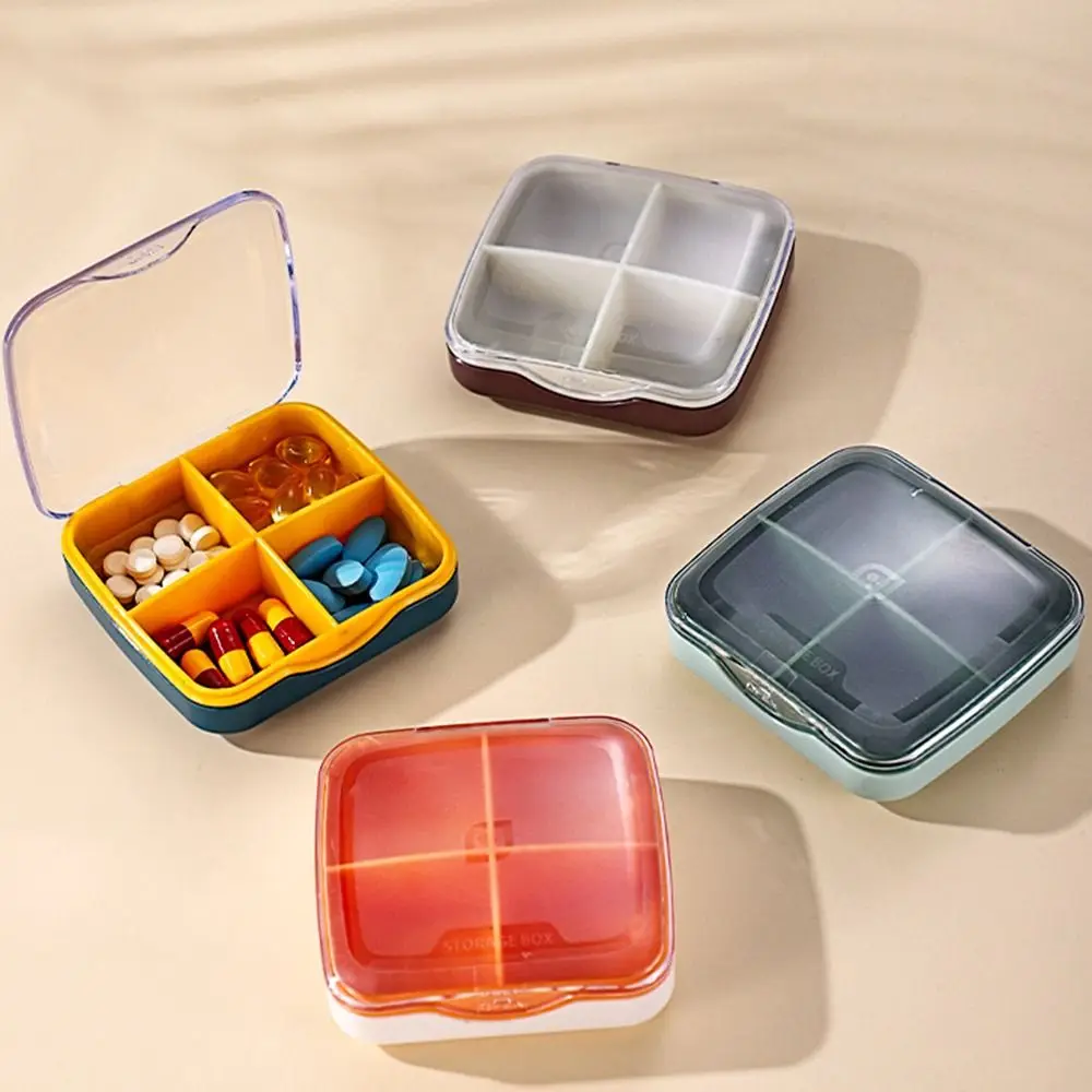 

Portable Four Grid Medicine Box Plastic Waterproof Pill Case Dust Prevention Six Grid Medicine Storage Container Weekly 7 Days