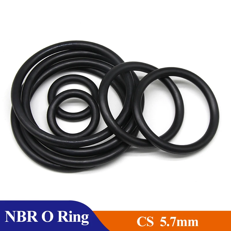 

5/10Pcs NBR O Ring Seal Gasket Thickness CS 5.7mm OD 30~300mm Nitrile Butadiene Rubber Spacer Oil Resistance Washer Round Black