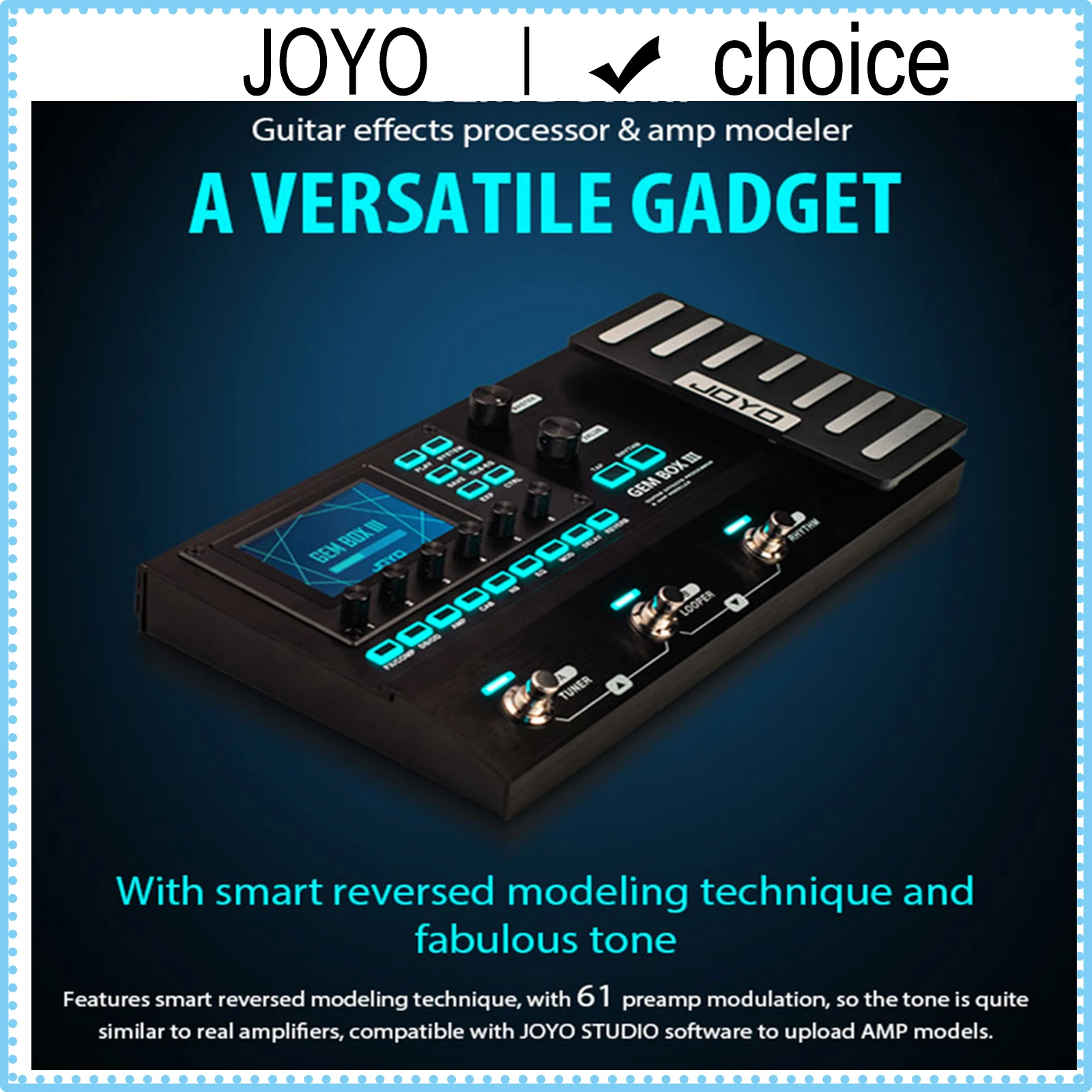 

JOYO GEM BOX III Guitar Multi-Effects Processor with Expression Pedal 157 Effects IR Cab Simulation Guitar Bass Amp Modeling