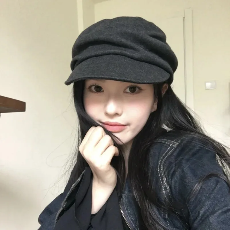 

Autumn and Winter Warm Hat Women's Newsboy Hat Women's Outdoor Equestrian Cap Casual Sunshade Newsboy Hat