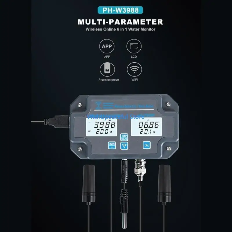 

34YA Multi-purpose Water Online 6-in-1 EC SALT S.G Temp Meter for Aquarium Easy Assemble with LCD Display
