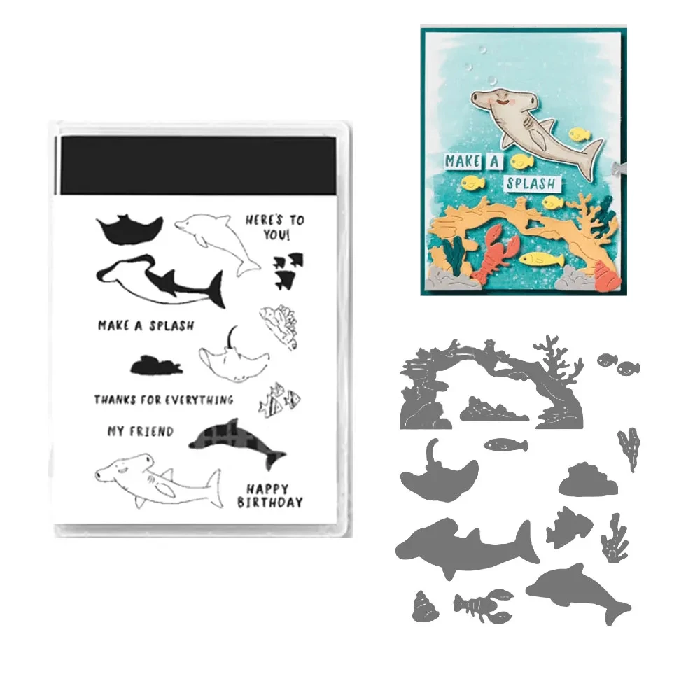 

Dolphin Decorations Christmas Metal Cutting Dies and Stamps Stencil for Scrapbooking Photo Album Card Paper Embossing Craft DIY