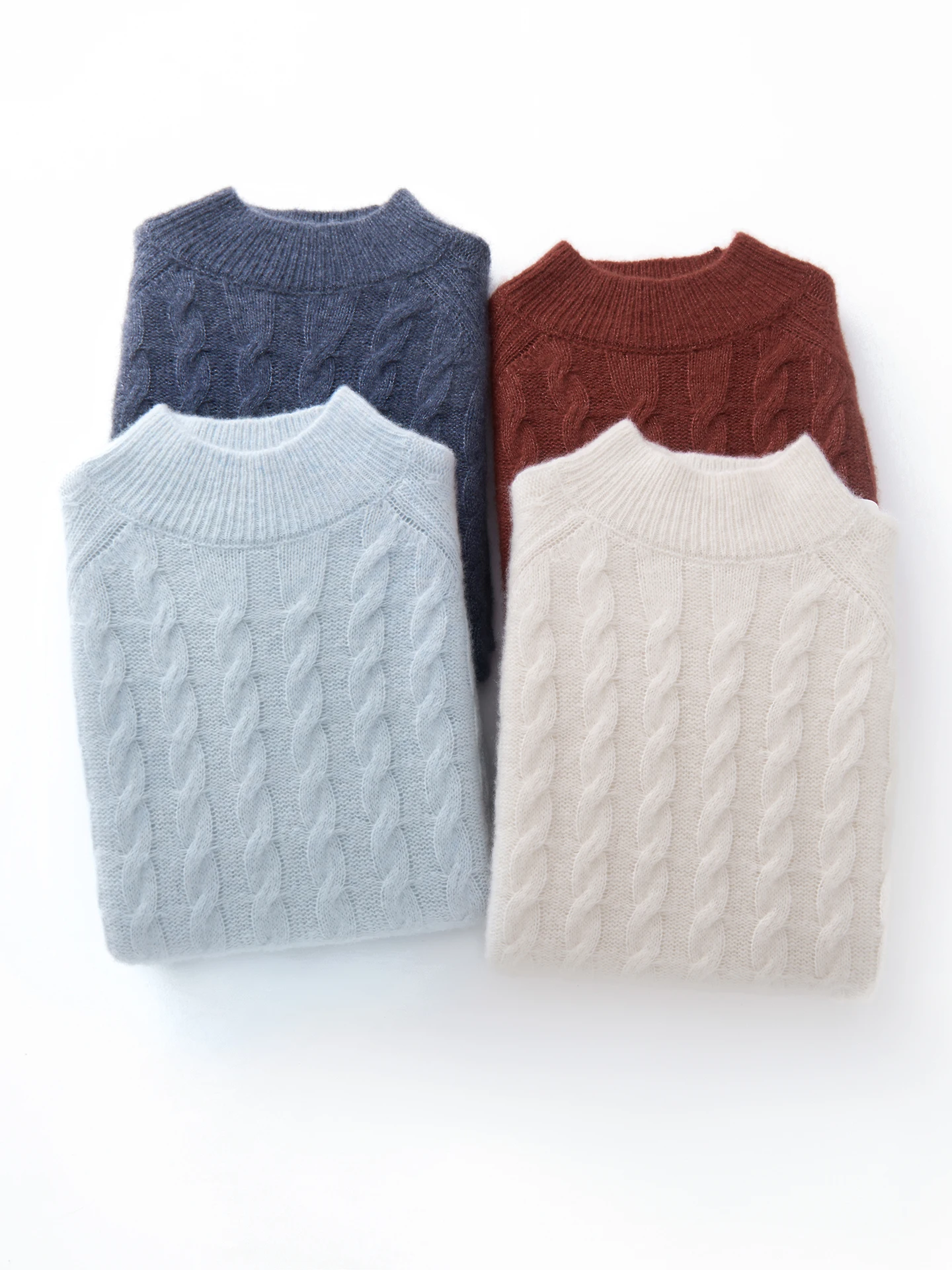 

New Merino Cashmere Women's Sweater Solid Color Knitting Women's Turtleneck Autumn Winter Raglan Pullover Thicken Keep Warm