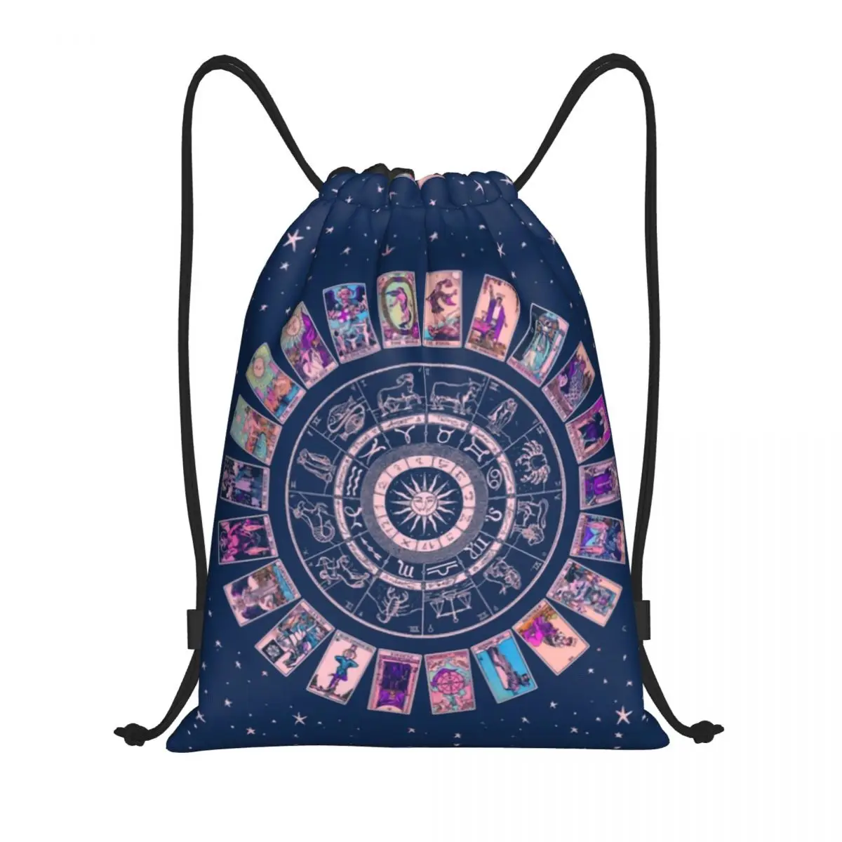 Halloween Goth Zodiac Astrology Chart Drawstring Bags for Training Yoga Backpacks Major Arcana Tarot Sports Gym Sackpack