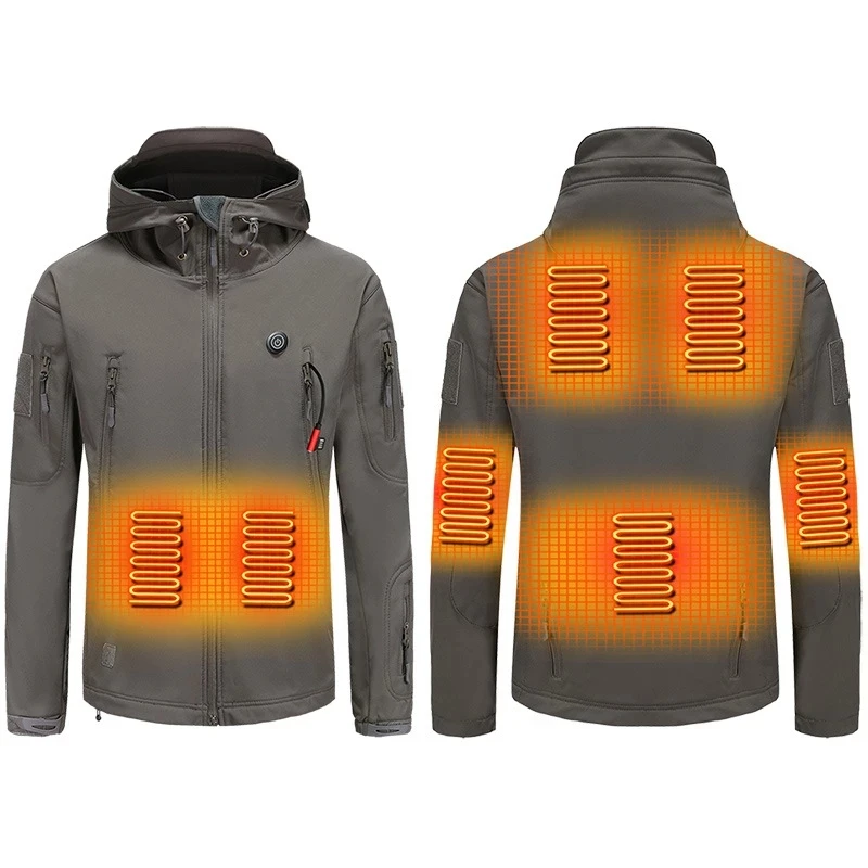 Men Outdoor Winter Electric Heating Jacket USB Charge Men Heated Jackets Intelligent Heat Skiing Hiking Clothes